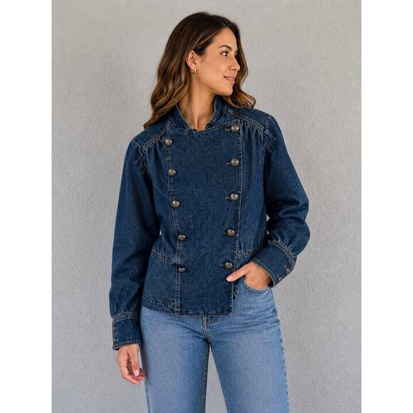 We The Free Jackets & Blazers - We The Free Denim Jacket XS NWT Structured Military Utility Missing Button